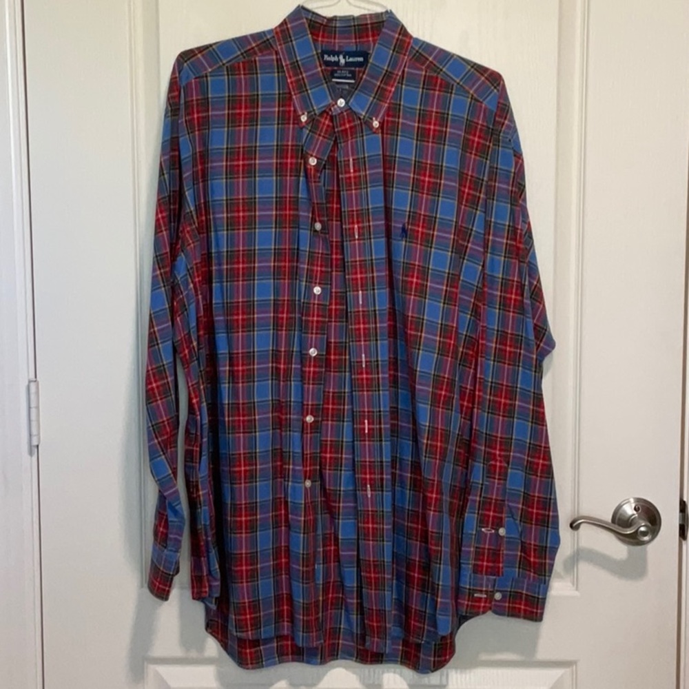 Polo by Ralph Lauren Men's XL Plaid Shirt - Red and Blue